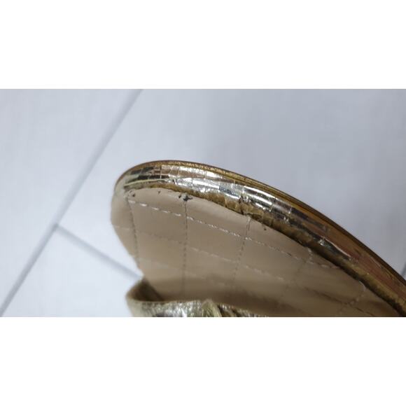 Chanel Gold Leather Camellia Ankle Strap Sandals - Size 40 - Picture 8 of 12